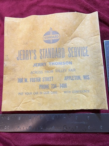 Vintage Advertising Chamois, Jerry’s Standard Oil Service in Appleton, WI. - Foto 1 di 6