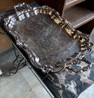 Large Leonard Silver Plate Tray 25 in Footed With Handles