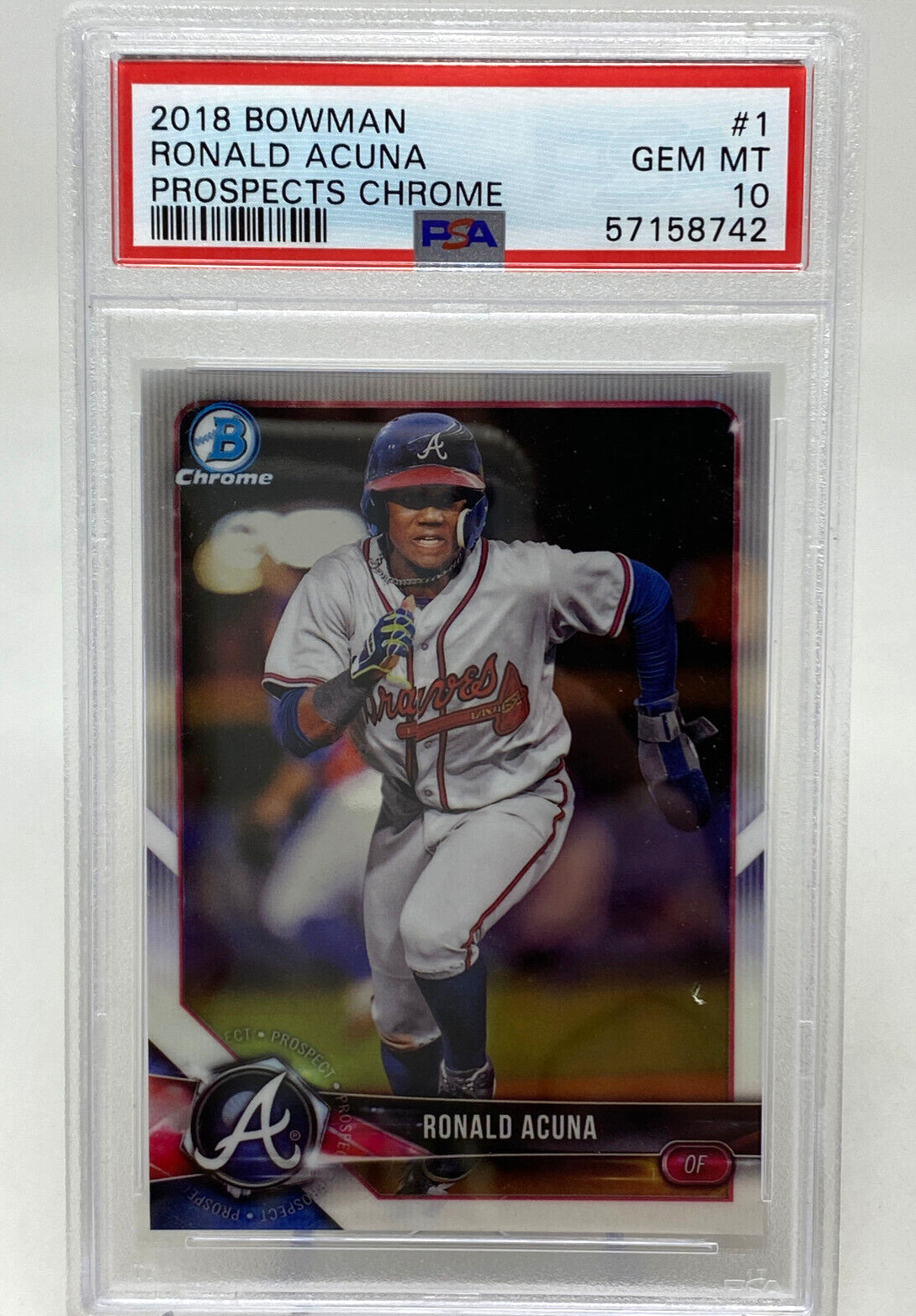 2018 Bowman #1 Ronald Acuna Prospects Chrome ROOKIE CARD - PSA 10