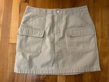 Vintage Y2K Gap Surplus 100 Cotton Khaki Cargo Jean Skirt Sz 14