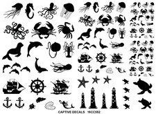Sea Things 103 pcs 0.25 to 1 Inch Black Fused Glass Decals