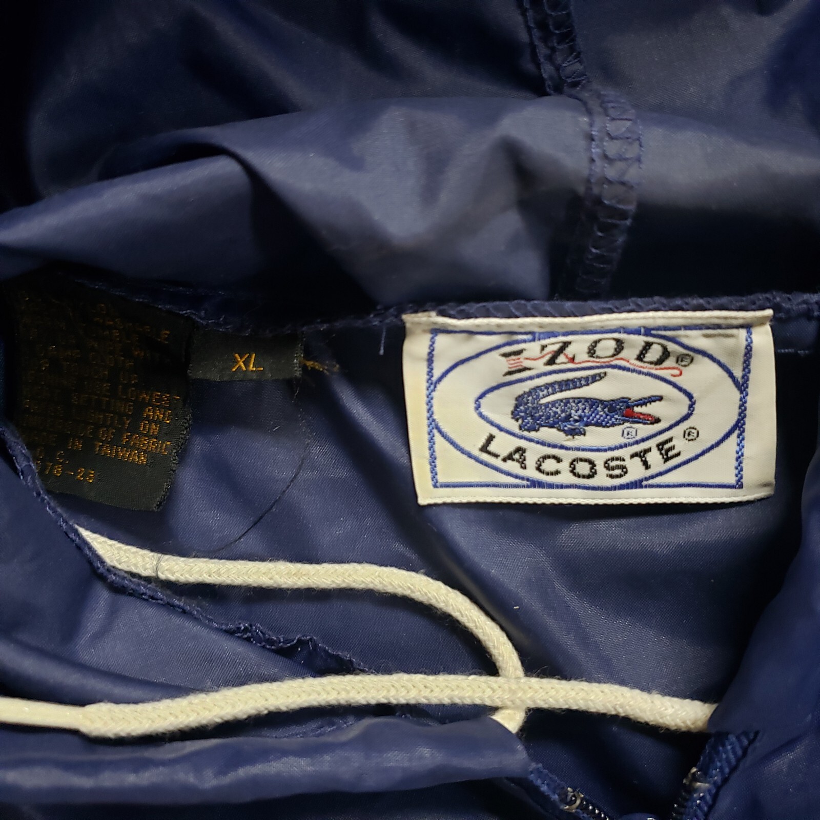 Vintage Izod Lacoste Windbreaker Jacket Men's XL Hooded Red White & Blue