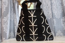 New - Orla Kiely Coated Cotton Large Tote - Carryall - Ln St Liquorice Black