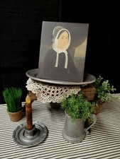PRIMITIVE VICTORIAN VINTAGE COLONIAL STYLE WOMAN LADY QUAKER PORTRAIT SIGN