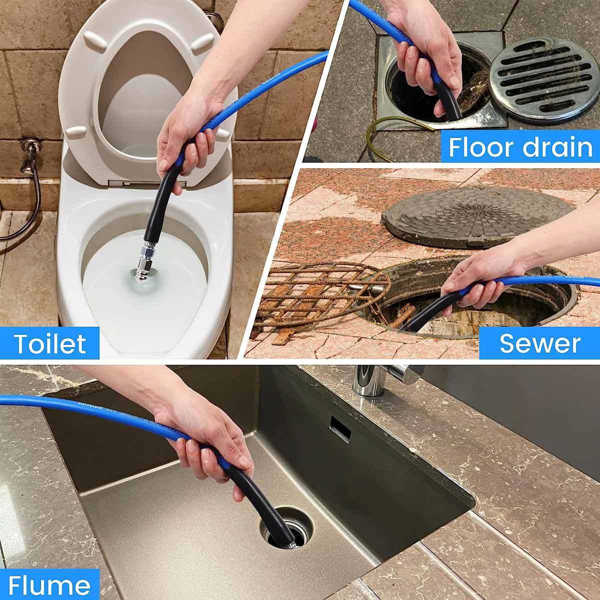 30M Sewer Jetter Kit Pressure Washer 1/4" MNPT 5800PSI Drain Cleaner