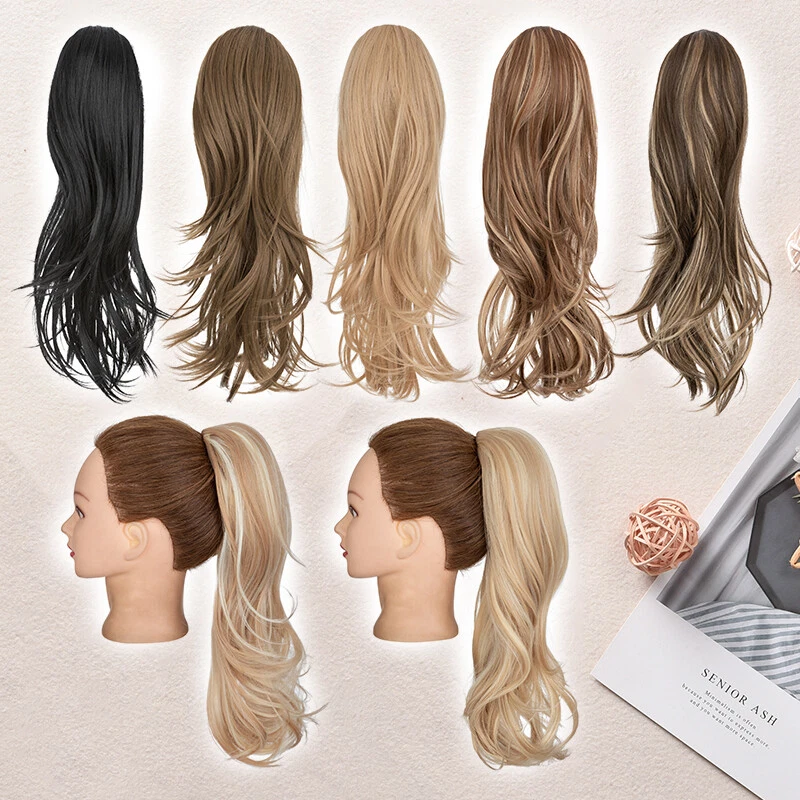 22in Long Drawstring Braids Ponytail Curly Clip In Hair Extensions Real as Human - Picture 4 of 19