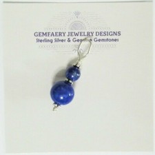 Sterling Silver Natural LAPIS Double Gemstone Pendant...Handmade USA