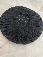 Handmade Girls Crochet Black Beret Hat 100 cotton shv27-9 
