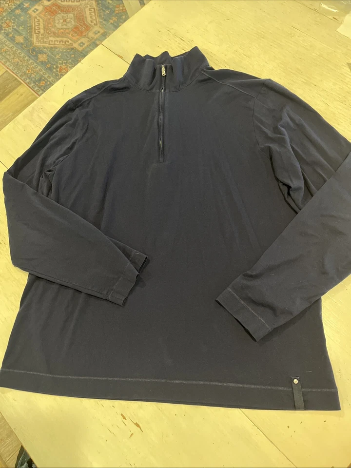 RLX Ralph Lauren Shirt Women’s XL Golf Long Sleeve Pima Navy Blue mock neck - Image 4 of 4