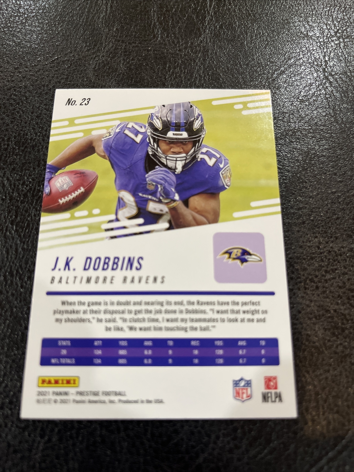2021 Panini Prestige JK Dobbins Base Card 23 Baltimore Ravens eBay