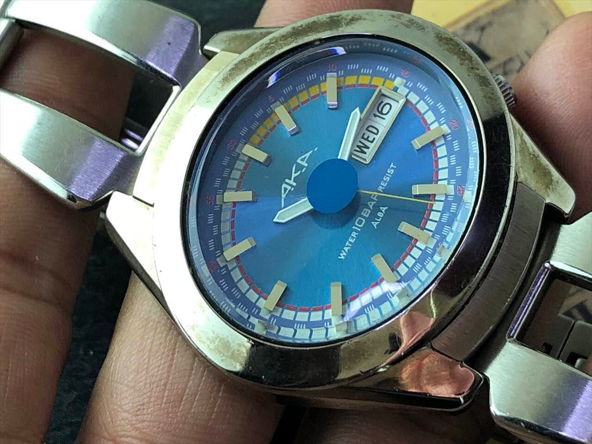 FREE SHIPPING! 42MM Seiko AKA Alba V743-5A10 BLUE MENS QUARTZ