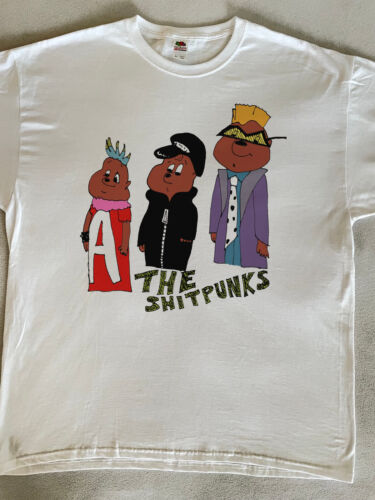 T-shirt blanc The Chipmunks Punks fait à la main stupide drôle drôle humour noir - Photo 1 sur 7