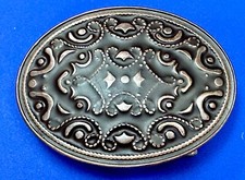 Brown Color Flower Swirl Pattern Design Oval Vintage Belt Buckle