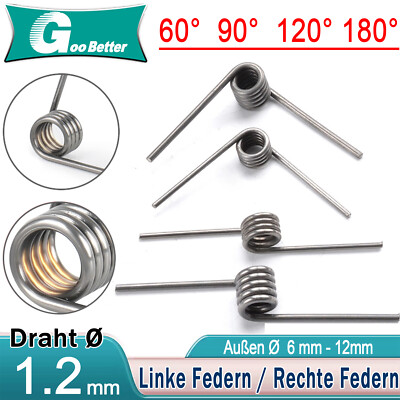 Schenkelfeder Draht Ø 1,2 mm , Ø 6 mm-12 mm Federstahl (60° 90° 120° 180° Winkel