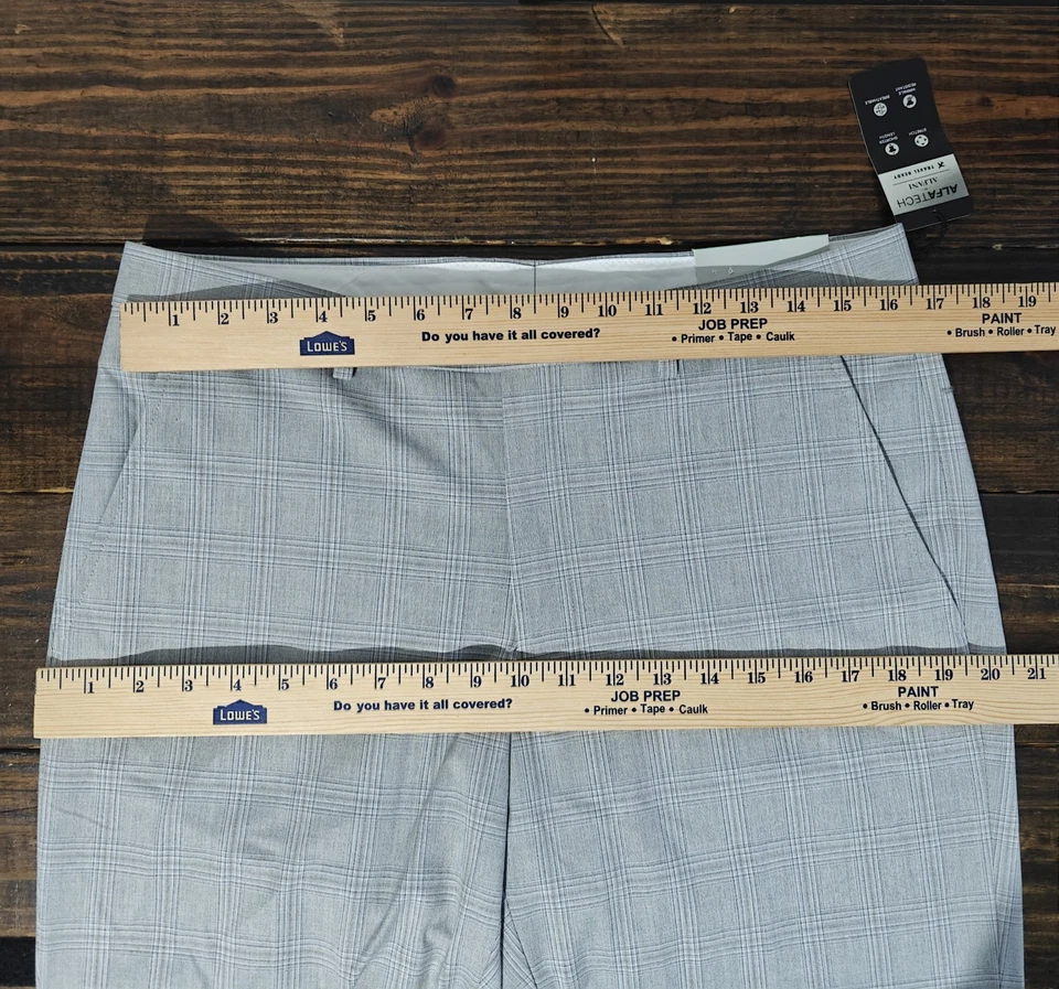 Pantalones de vestir para hombre Alfani gris claro a cuadros mezcla de poliéster talla 34 x 32 AJUSTE CEÑIDO Foto 2 de 4