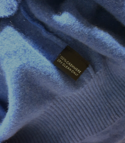Pure Cashmere knit jumper long sleeve sweater wool top Hunter's Sz M Blue - Picture 4 of 5