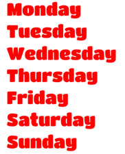 20 cm große Wochentage Wochentag Aufkleber - Ideal für Schultag Schubladen