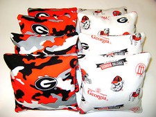 8 CORNHOLE BEAN BAGS GEORGIA BULLDOGS TAILGATE TOSS CAMO WHITE OUT REGULATION