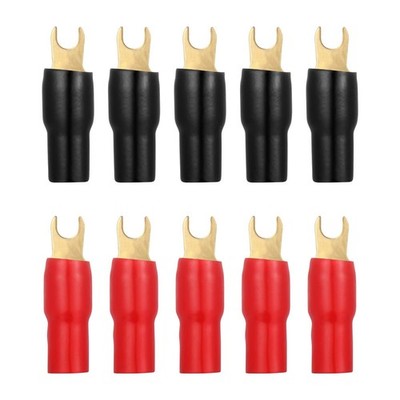 WINOMO 5 Pairs 4 Gauge Strip Spade Terminal Fork 10pcs, As Shown