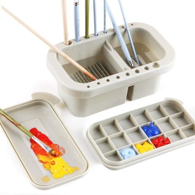 Multi-Use Paint Brush Basin with Brushes Holder,Washer,Trays,Palette -Artist ...