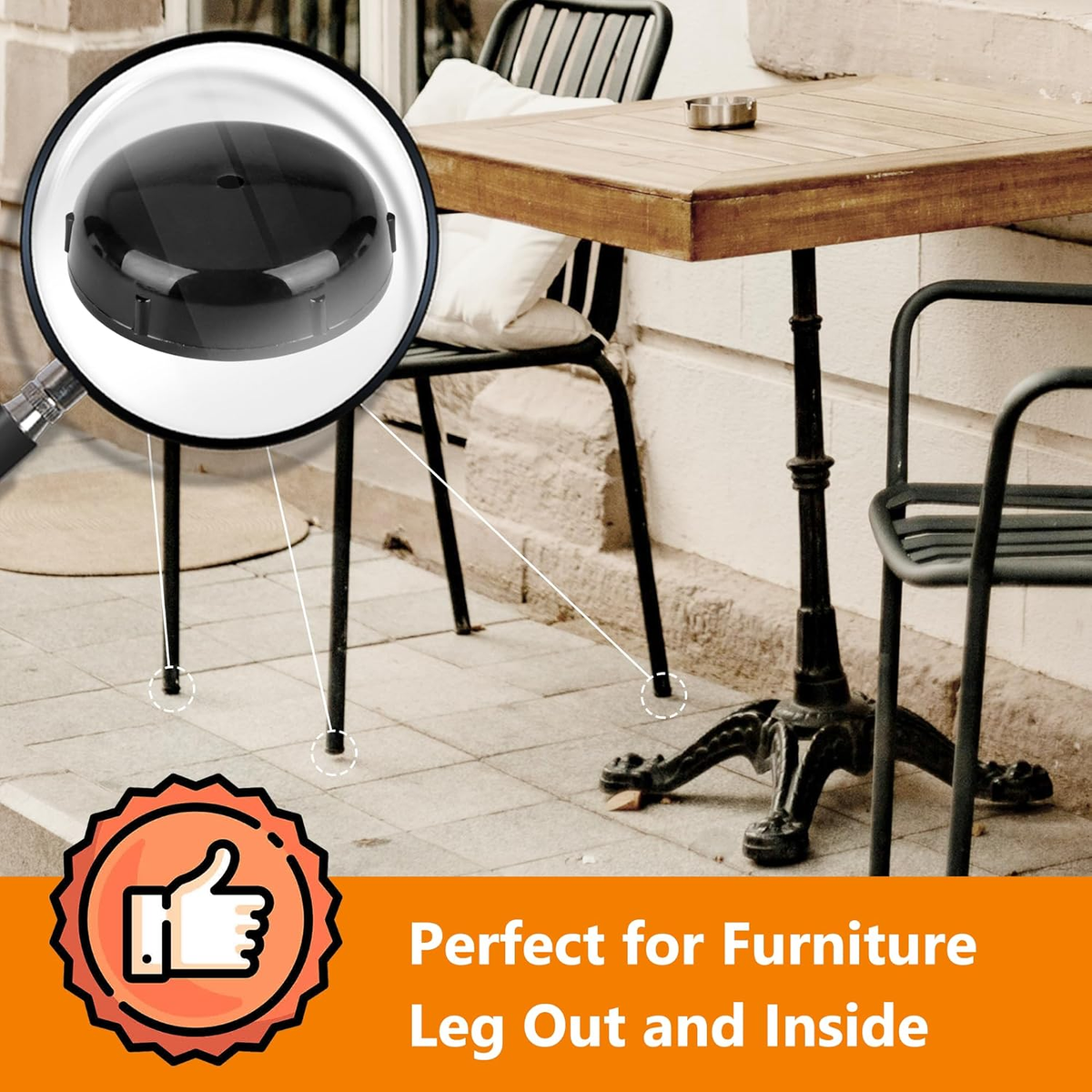 1.5" Patio Furniture Glides 36-Pack – Wrought Iron Chair & Table Leg Caps, Outdoor Floor Protectors, Black
