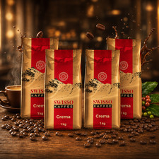 Swisso Kaffee Crema 4x1kg Aromatische, Premium 100% Arabica-Kaffeebohnen, 4kg