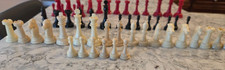 Vintage Chess Pieces Plastic Red White Black ...