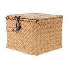  Wicker Box with Lid Rattan Tea Storage Organizer Container Straw
