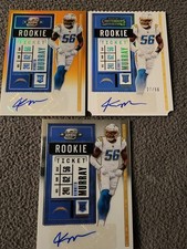 Lot of (3) 2020 Panini Contenders Optic Football Kenneth Murray-RC TICKET AUTOS