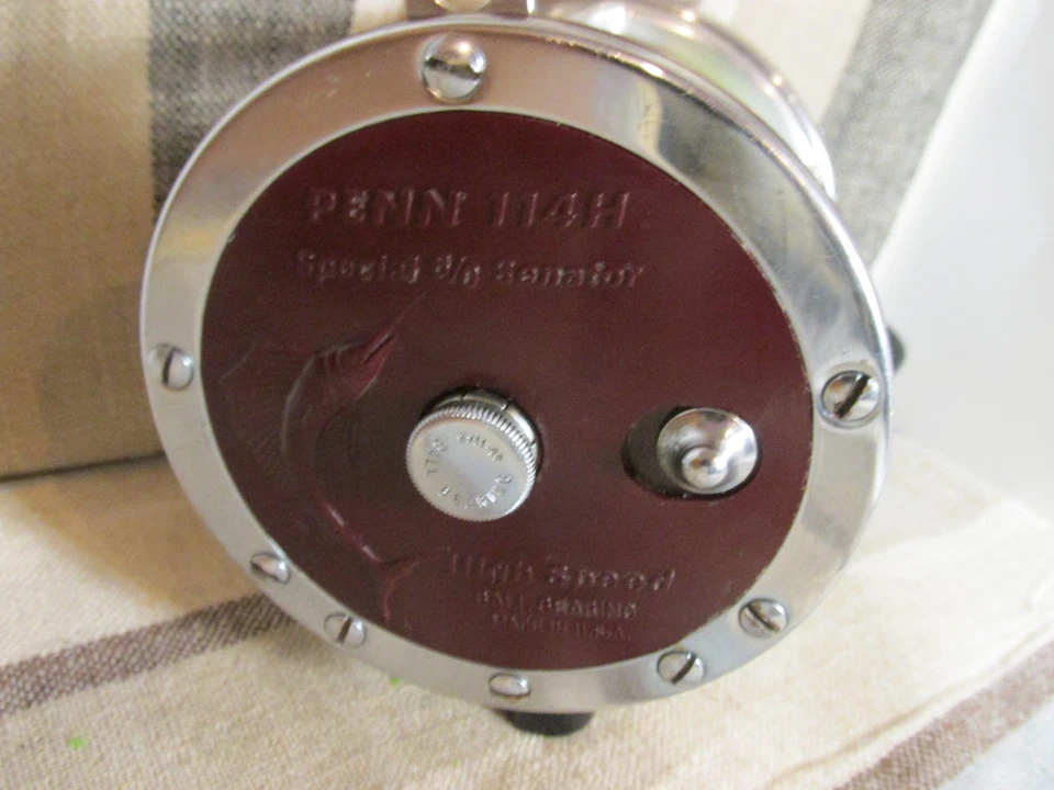 Винтажная рыболовная катушка Penn 114H Senator 6/0 для соленой воды - серебристая AccuFrames - Изображение 4 из 4