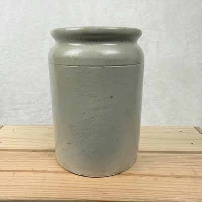 Vintage viktorianisches Steingut Einmachglas 14 cm grau Salzglasur rustikales Dekor
