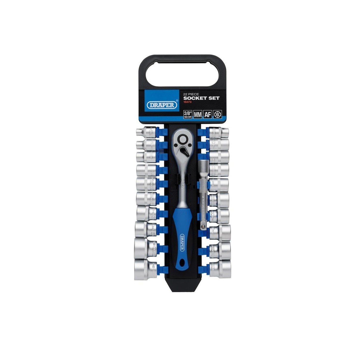 Draper 22 Piece 3/8in Drive Ratchet & Metric & SAE Socket Set 16373