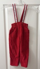 Vintage Oshkosh Corduroy Suspender Pants Toddler 24M USA Made Toy Print Straps