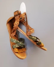 Will Leather Goods Br/Gr Size 9 Sandals. Braided Ankle Straps. Super Cute!
