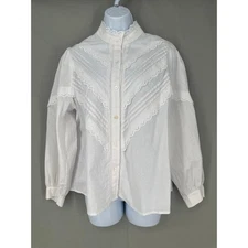Tuckernuck Pomander Place Top Womens Medium White Crochet Button Jolene Cottage