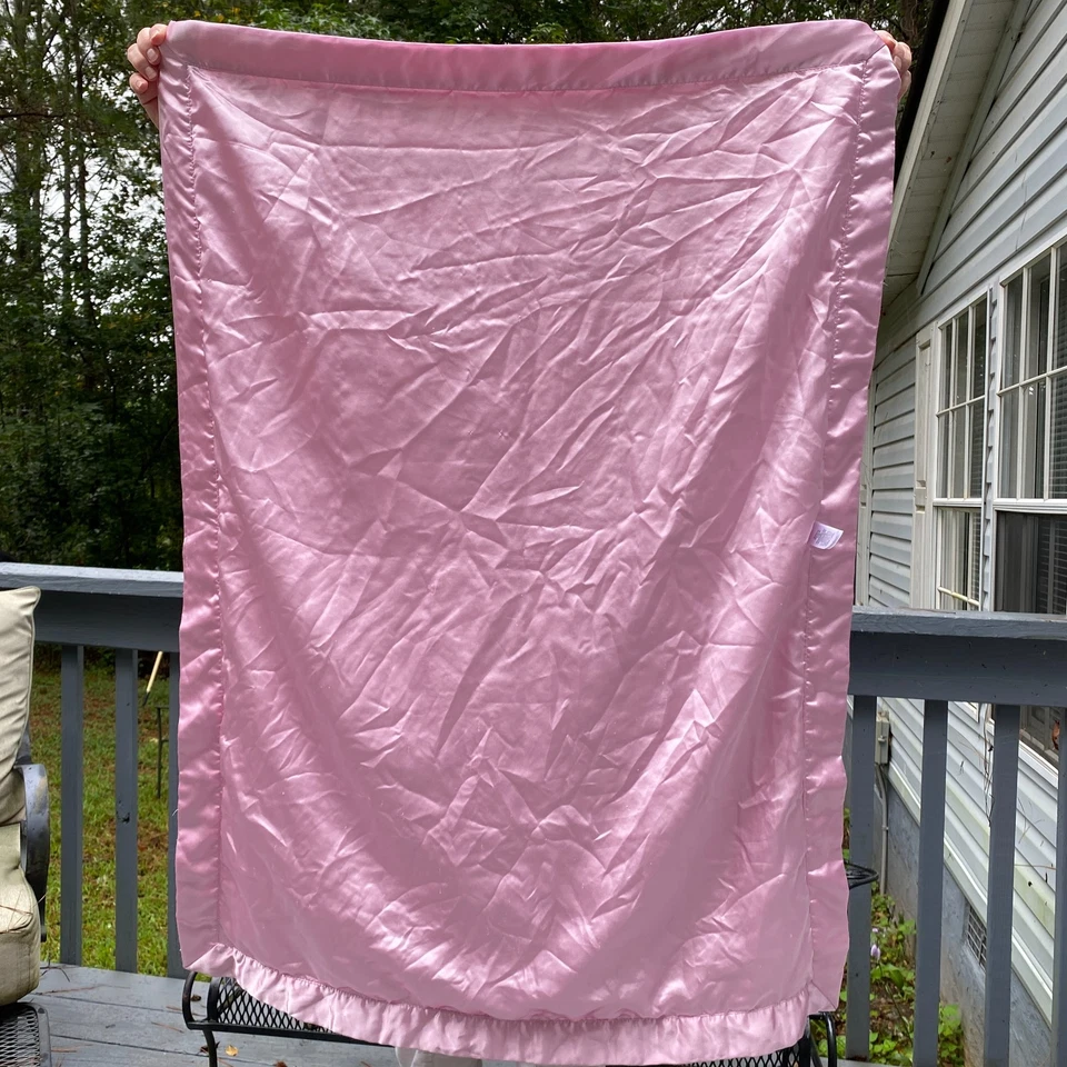Sweet Baby Girl Baby Blanket Carters Just One Year Pink Minky Dot Satin Trim EUC - Image 2 of 2