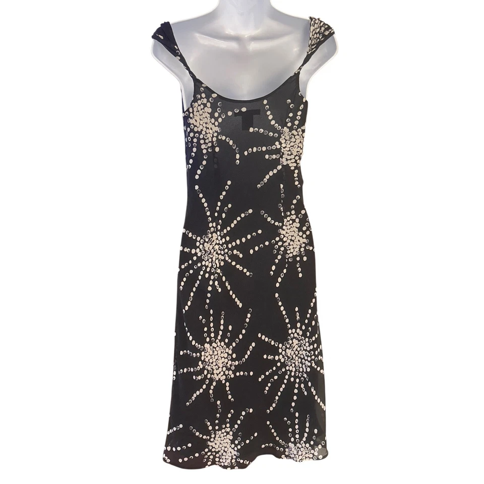 Vestido sin Mangas Y2K The Limited Seda Negro Cóctel Celestial Cuello Capucha Vacaciones Talla 4 Foto 3 de 4