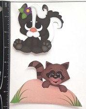 Lot of 2 Cute Raccoon Rock Skunk Flower SINGLE LAYER Embellishments 948