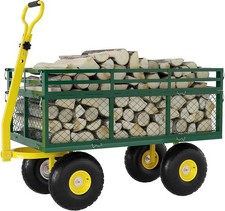 1400lb Capacity Garden Wagon Cart,Steel Utility Cart w/ 10" Tires  Folding Side