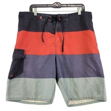 Vans Board Shorts Men's Size 28 Blue Striped Swimming Pocket String Tie