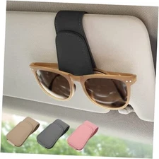 Magnetic Leather Sunglass Holder, Eyeglass Hanger Clip for Car Sun 1 Black