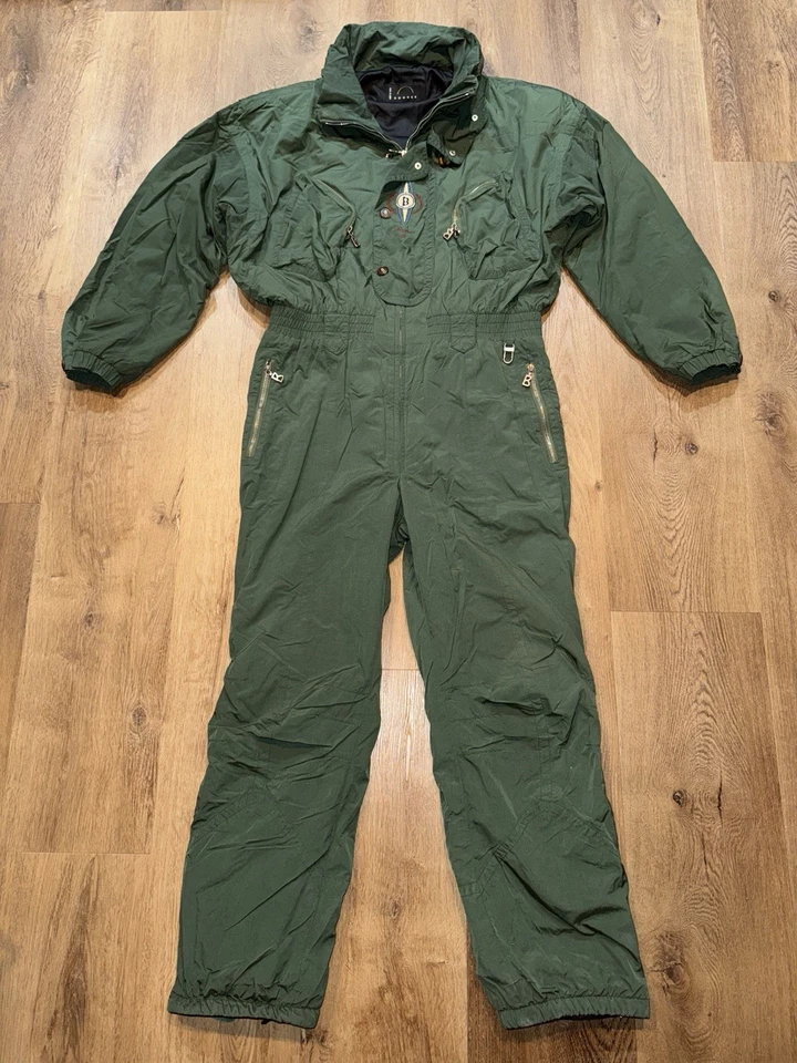 Traje de esquí Bogner para hombre traje de nieve de una pieza babero de nieve verde oscuro vintage años 90 44 grande Foto 2 de 4