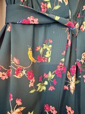 Eliza J Blue Floral Wrap Midi Dress V-Neck 3/4 Sleeve Tie, Women’s 4