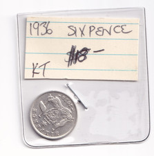 AUSTRALIAN: 1936 PRE-DECIMAL KGV SILVER (6p) SIXPENCE CIRCULATED COIN #5933