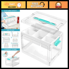 24 QT Clear Plastic Craft Storage Box with Tray Dividers - Art Supply Organize