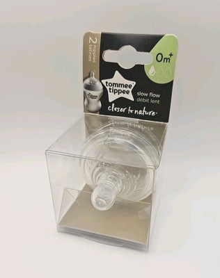 Tommee Tippee Nipples, Slow Flow, 2-Count BPA Free For 0+ months BRAND NEW 