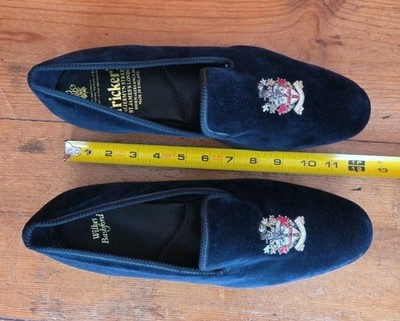 Tricker’s Made For Wilkes Bashford Black Velvet London Crested Slippers Size 12 Tricker main image 3