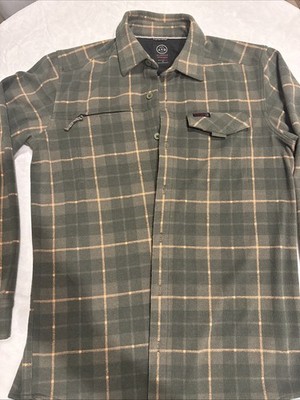 Wrangler ATG Shirt Mens Medium Plaid Button Up Long Sleeve All Terrain Gear