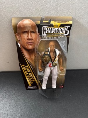 The Rock WWE Mattel Basic Main Event Champions Series 7 Figure package bent