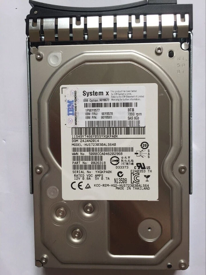 For IBM 90Y8577 90Y8578 90Y8579 3TB 7.2K 6GBPS NL SAS 3.5" G2HS HDD Hard Drive - Image 2 of 3